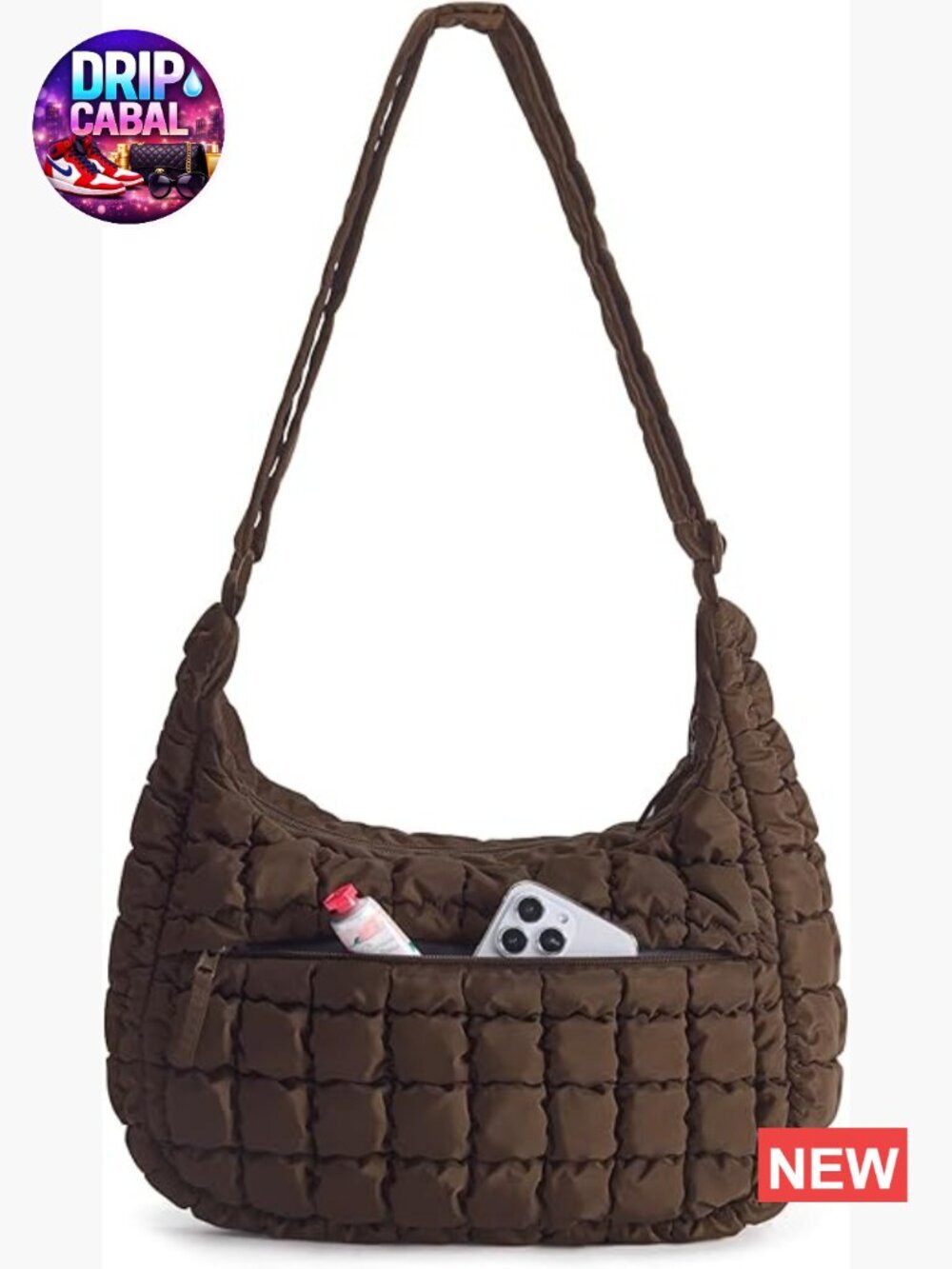 Quilted Crossbody Bag, Lightweight Puffer Purse for Travel, Daily Use & Work